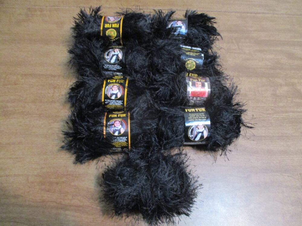 LION BRAND FUN FUR BLACK LOT OF 9